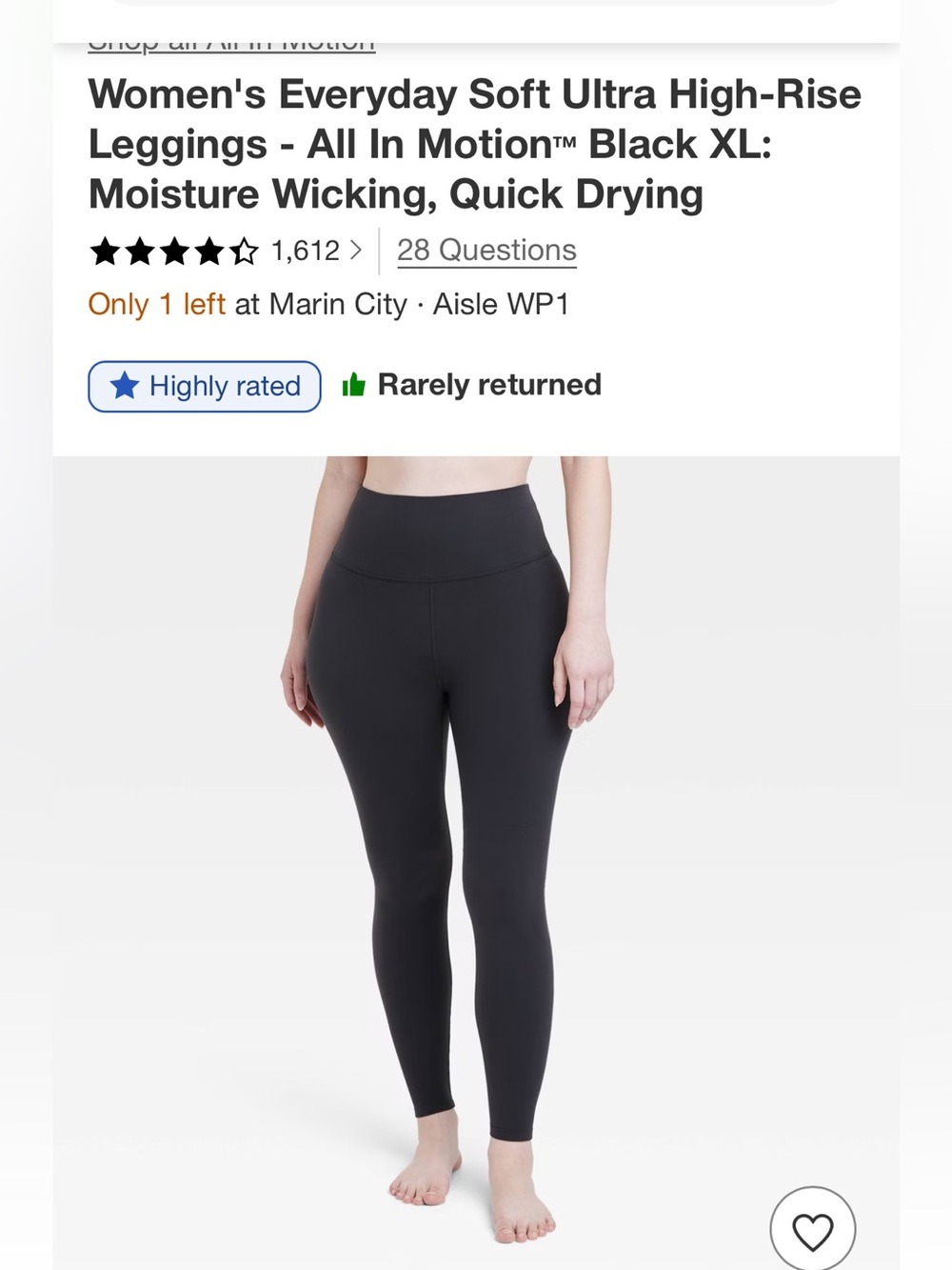 all in motion Everyday Soft Legging Ultra High Rise in black
